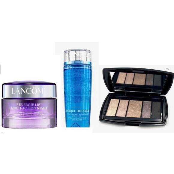 LANCOME TRAVEL SET 3 PIECES Tonique, MULTIACTION NIGHT AND SHADOW EYE ADORE YOU - Picture 1 of 1